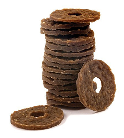 (4 Pack) Petsafe Busy Buddy Refill Ring Dog Treats For Select Busy Buddy Dog Toys, Natural Rawhide, Size B