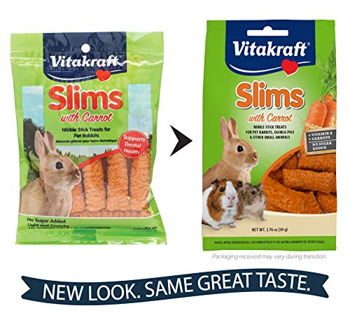 Vitakraft Pet Rabbit Slims With Carrot - Nibble Stick Treat, 1.76 Ounce Pouch