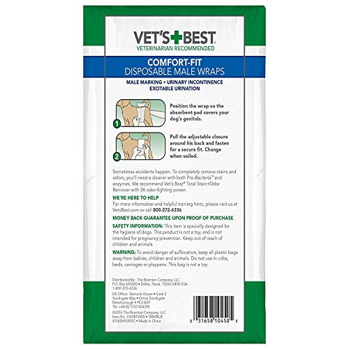 Vet's Best Veterinarian's Best Comfort Fit Disposable Male Dog Diapers With Wetness Indicator, 24 count