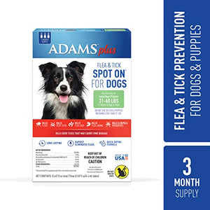 Adams Plus Flea and Tick Spot On for Dogs, Large Dog Flea Treatment, 31-60 Pounds, 3 Month Supply