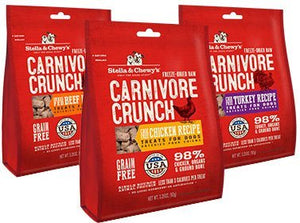 Stella & Chewy's Carnivore Crunch Variety Pack of 3 - Beef, Chicken, and Turkey (3.25 oz Each)