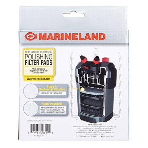 Marineland PA11480 C-160 & C-220 Canister Filter Polishing Filter Pads, 2-Pack