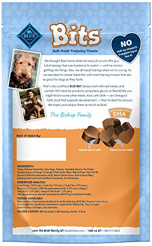 Blue Buffalo BLUE Bits Natural Soft-Moist Training Dog Treats, Turkey Recipe 4-oz bag