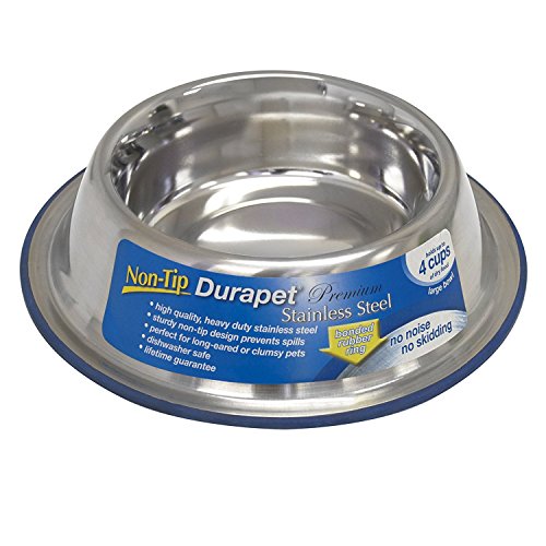 OurPets DuraPet Premium No-Tip Stainless Steel Pet Bowls, Large (2 Pack)