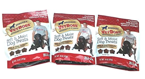 Bil-Jac (3 Pack) America's Vetdogs Skin and Coat Dog Treats, 10 Ounces Each