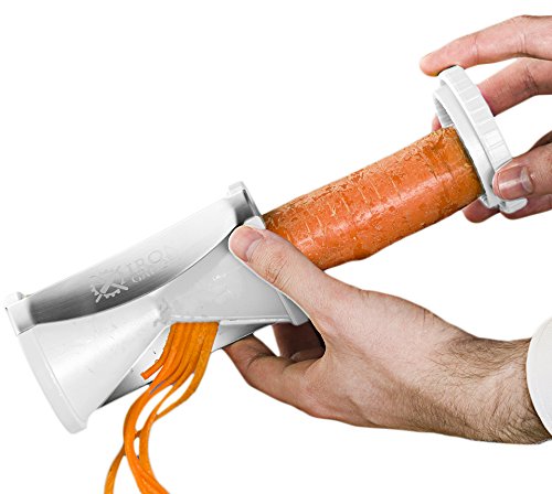 Vegetable Spiral Slicer Bundle with 2 size Stainless Steel Blades & Cleaning Brush- Vegetable Pasta/Spaghetti Spiralizer