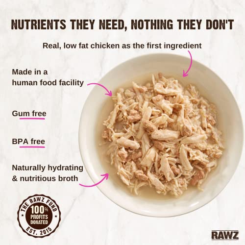 RAWZ Natural Premium Shredded Canned Cat Wet Food - Grain Free Made with Real Meat Ingredients No BPA or Gums - 3oz Cans 18 Count