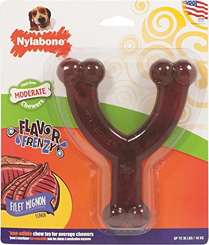 Nylabone Flavor Frenzy Flexi Wishbone Wolf Filet Mignon Flavored Dog Chew Toy