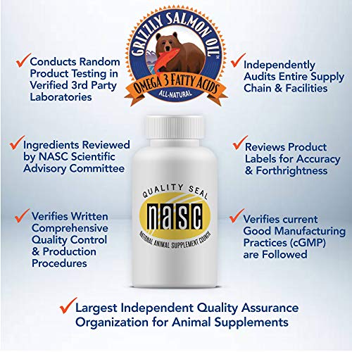 Grizzly Wild Alaskan Salmon Oil Dog Food Supplement Omega 3 Fatty Acids, 32 oz