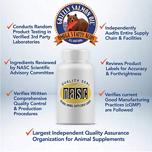 Grizzly Wild Alaskan Salmon Oil Dog Food Supplement Omega 3 Fatty Acids, 4 oz