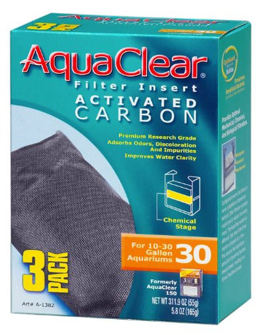 Aquaclear Activated Carbon Insert, 30-Gallon Aquariums, 3-Pack