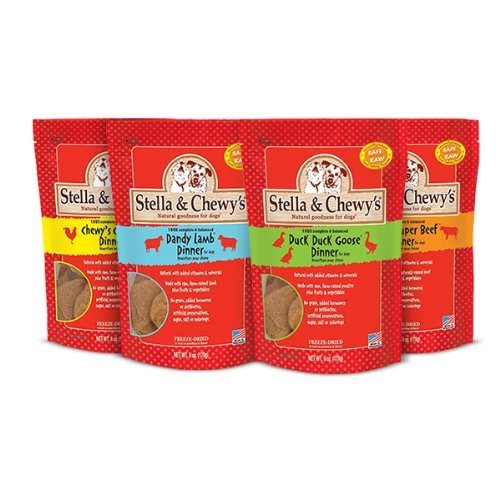 Stella and Chewy's Freeze Dried Raw Dinner Variety Pack 4 Flavors (Chicken, Duck, Lamb, Beef)
