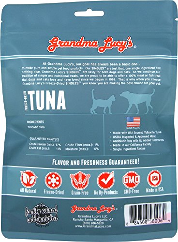 Grandma Lucy's Freeze Dried Tuna Single Ingredient Treats For Dogs And Cats - 2Oz