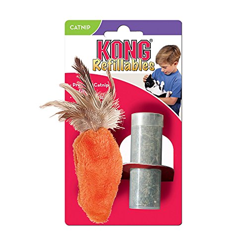 KONG Feather Top Carrot Catnip Toy, Cat Toy, Orange (2 Pack)