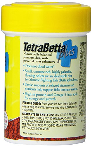 TetraBetta PLUS Floating Mini Pellets, Fish Food With Natural Color Enhancer