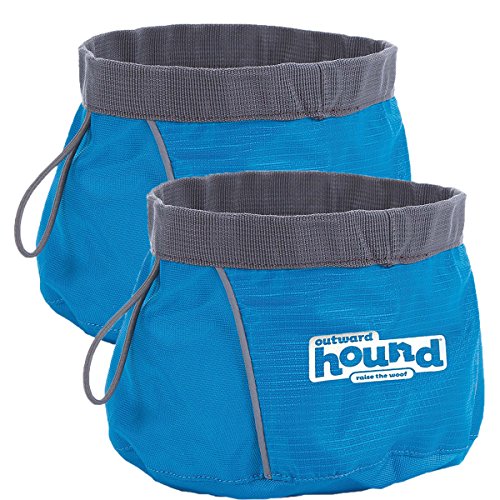 Port a Bowl Collapsible Hiking and Travel Folding Food and Water Bowl for Dogs by Outward Hound, Large (2 Pack)