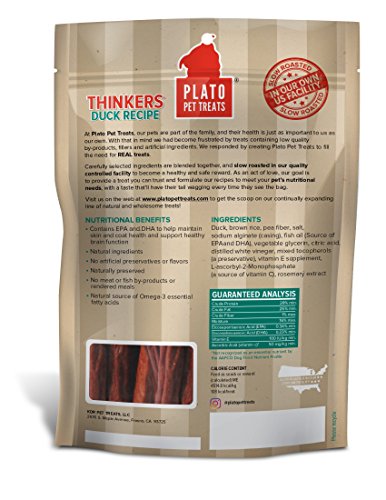 PLATO Dog Treats -Thinkers Natural Duck Sticks- 22 oz (2 Pack)
