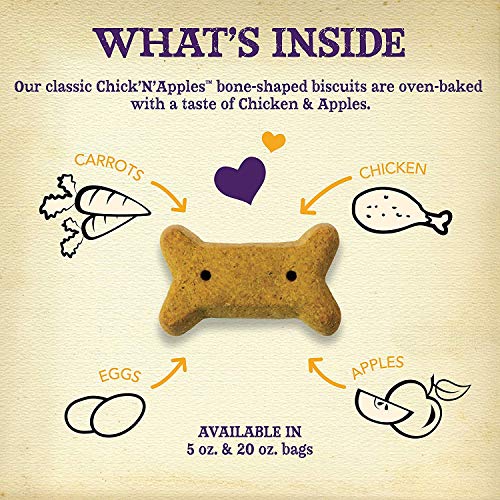 Old Mother Hubbard Crunchy Classic Natural Dog Treats, Chick'n'Apples, Small Biscuits, 20-Oz Bag/2PK