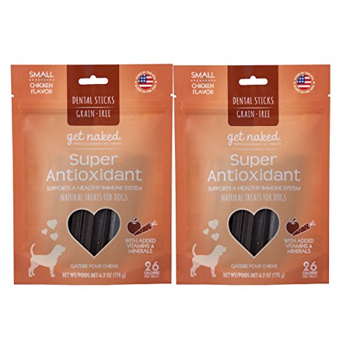 Get Naked Super Antioxidant Dental Chew Sticks, Small, 2 Pouches (52 Sticks)