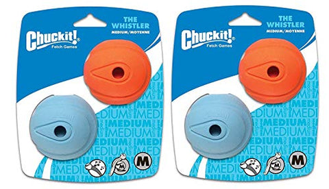 Chuckit! 4 Pack The Whistler Size Medium / 2.5 Inch (2 Packages with 2 Balls Each)