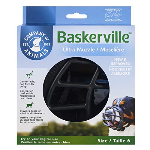 Baskerville Ultra Muzzle, dog muzzle to prevent biting and chewing, humane dog muzzle for extra large dogs, ideal for akita, bull mastiff, great dane, saint bernard, Newfoundland dogs, and more, Black