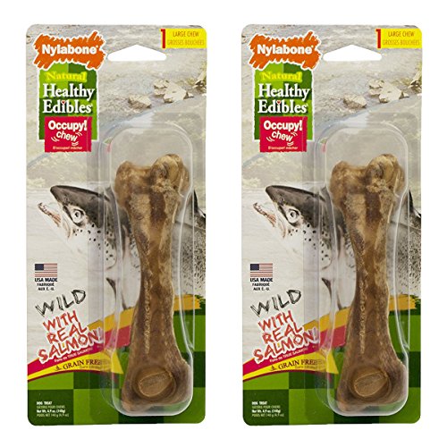 Nylabone 1 Count Healthy Edibles Large Wild Salmon Dog Treat Bones 4.9oz