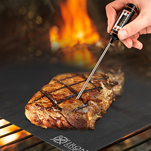 Iron Gadget 2 Grill/Oven Non-Stick Liner Mats (13X15 Â¾ inches) Along with Instant Read Digital Thermometer Probe. Change Your Grilling and Baking Experience Now!!!