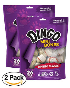 Dingo Rawhide Mini Bones (2 packs of 26-pack)