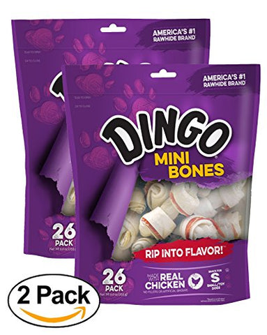 Dingo Rawhide Mini Bones (2 packs of 26-pack)