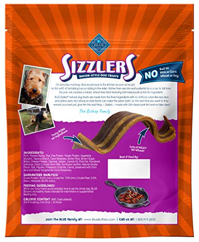 Blue Buffalo Sizzlers Natural Bacon-Style Soft-Moist Dog Treats, Original Pork 15-oz bag