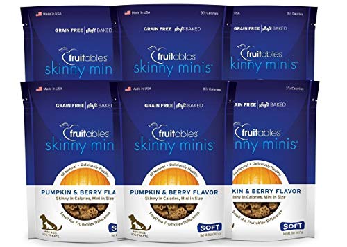 Fruitables Skinny Minis Pumpkin & Berry Low Calorie Soft & Chewy Dog Treats, Pack of 6