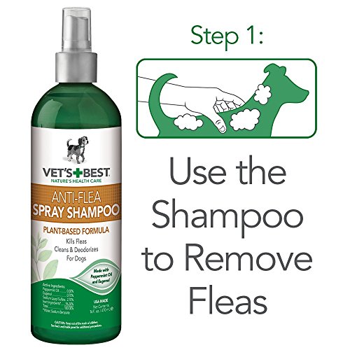 Vet's Best Anti-Flea Spray Dog Shampoo. 16 oz, USA Made