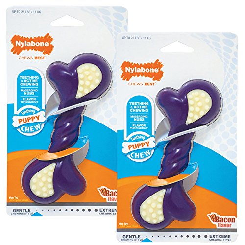Nylabone Just for Puppies Regular Bacon Flavored Double Action Bone Puppy Dog Teething Chew Toy