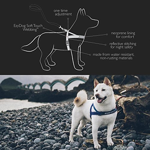 EzyDog Premium Quick Fit Adjustable No-Pull Dog Harness Vest with Reflective Stitching - Perfect for Training, Walking, and Control - Padded for Comfort (Small, Black)
