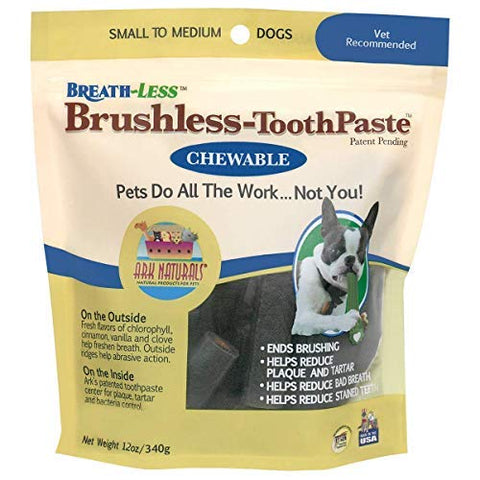 ARK NATURALS Brushless Toothpaste, Dental Chews for Dogs, Plaque, Tartar, and Bacteria Control, Freshen Breath, Chewable, Natural Ingredients (2 Pack)