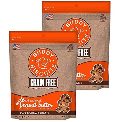Buddy Biscuits Grain Free Soft & Chewy Dog Treats with All Natural Peanut Butter (2 Pack) 5 oz Each