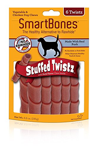 SmartBones Stuffed Twistz Dog Chew, Rawhide & Porkhide Free, Pork (2 Pack)