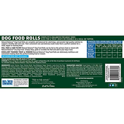 Natural Balance Dog Food Roll, Lamb & Chicken Formula, 3.5-Pound