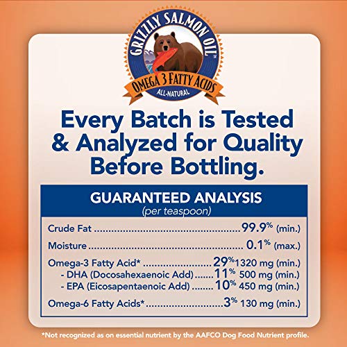 Grizzly Wild Alaskan Salmon Oil Dog Food Supplement Omega 3 Fatty Acids, 4 oz