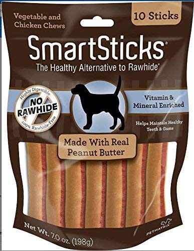 SmartBones SmartSticks Peanut Butter Dog Chews, 10 Count (2 Pack)
