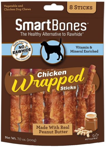 SmartBones Chicken Wrapped Sticks Dog Chews Peanut Butter 24ct (3 x 8ct)