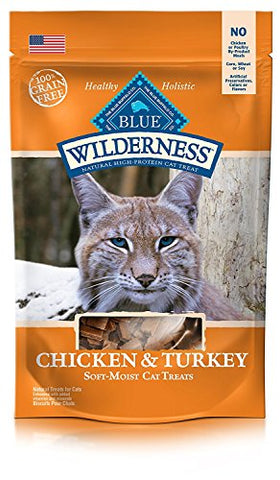 BLUE Wilderness Grain-Free Soft-Moist Cat Treats, Chicken and Turkey, 4 oz