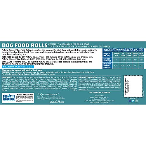 Natural Balance Dog Food Roll, Chicken Formula, 3.5-Pound