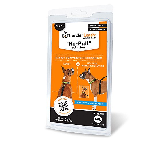 ThunderLeash No-Pull Dog Leash (Large (Over 25 lbs), Black)