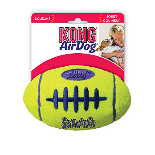 KONG - AirDog Squeaker Football - Squeaky Bounce and Fetch Toy, Tennis Ball Material - For Medium Dogs