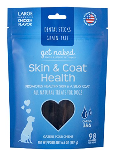 Get Naked Grain Free 1 Pouch 6.6 Oz Skin & Coat Dental Chew Sticks, Large
