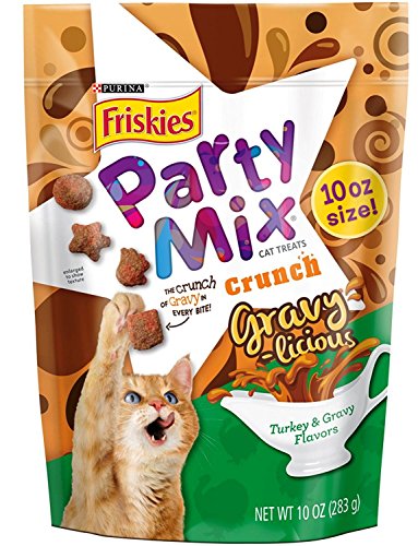 Purina Friskies Party Mix Crunch Gravy-licious Turkey & Gravy Cat Treats, 10 Ounces (Pack of 1)