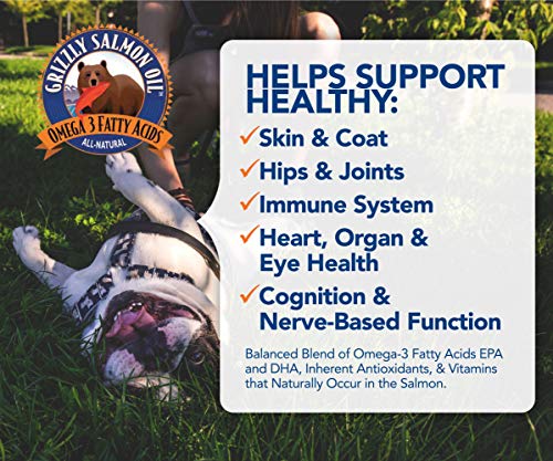 Grizzly Wild Alaskan Salmon Oil Dog Food Supplement Omega 3 Fatty Acids, 4 oz