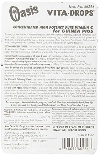 Kordon OASIS #80254 Vita Drops-Pure C for Guinea Pig, 4-Ounce