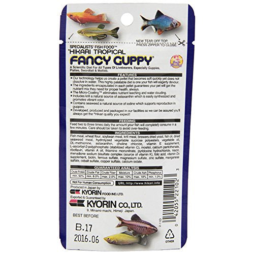 Hikari Usa Tropical Fancy Guppy for Pet Health, Fish Food 1.54oz